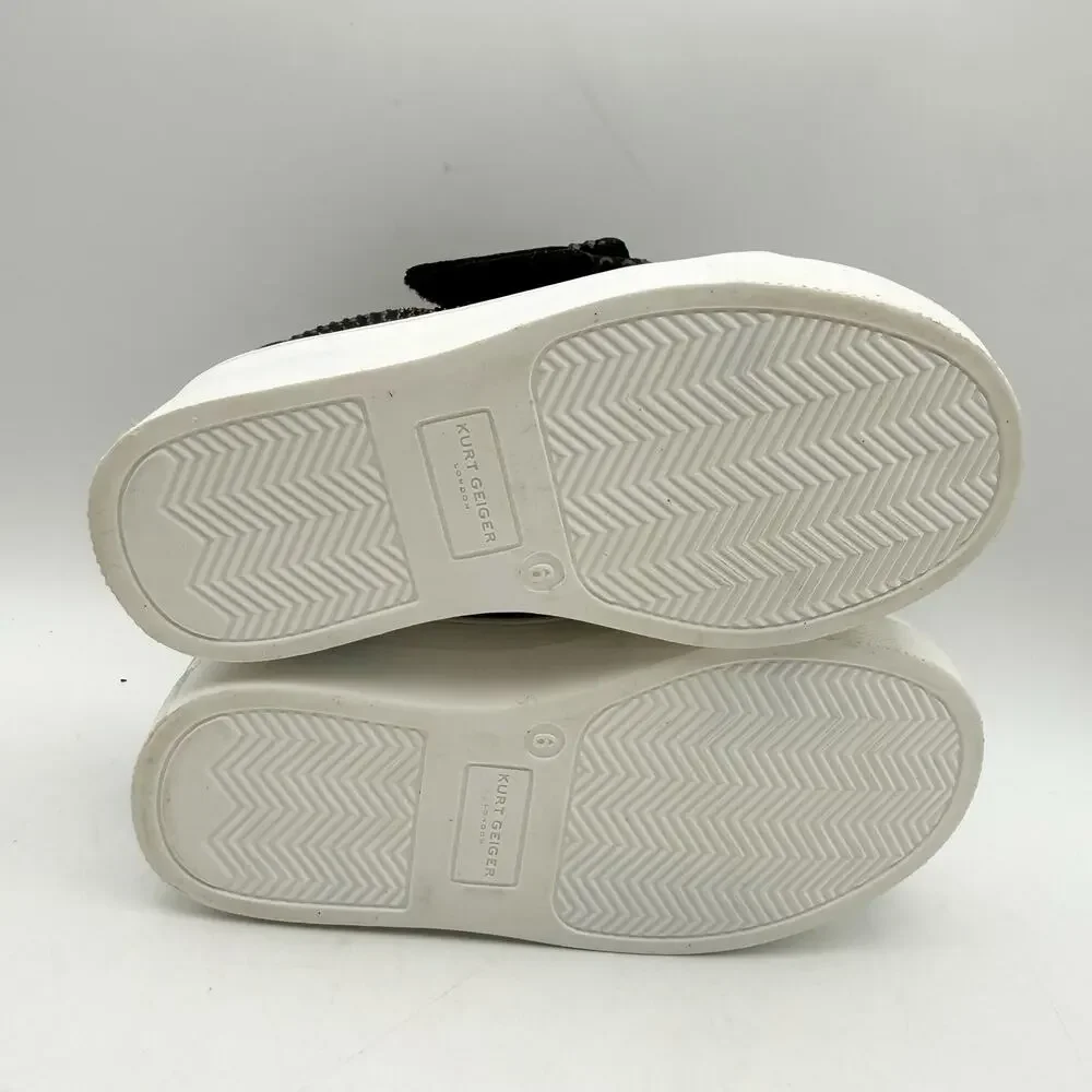Kurt Geiger Girls London Mini Laney Sneakers US 6 M Black White Bow EUC